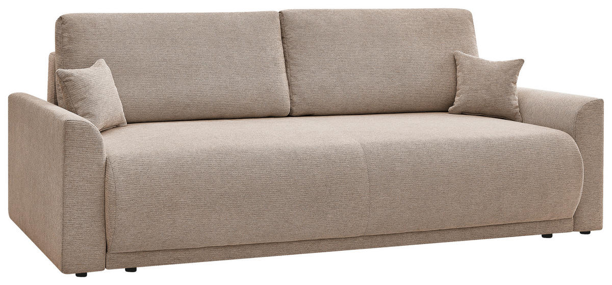 SCHLAFSOFA KIMMY Struktur Braun  inkl. Zierkissen, Rückenkissen, Bettkasten  - Schwarz/Braun, Design, Kunststoff/Textil (234/90/103cm) - P & B