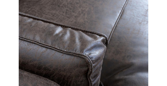 ECKSOFA in Lederlook Dunkelbraun  - Dunkelbraun/Schwarz, Design, Textil/Metall (295/160cm) - Hom`in