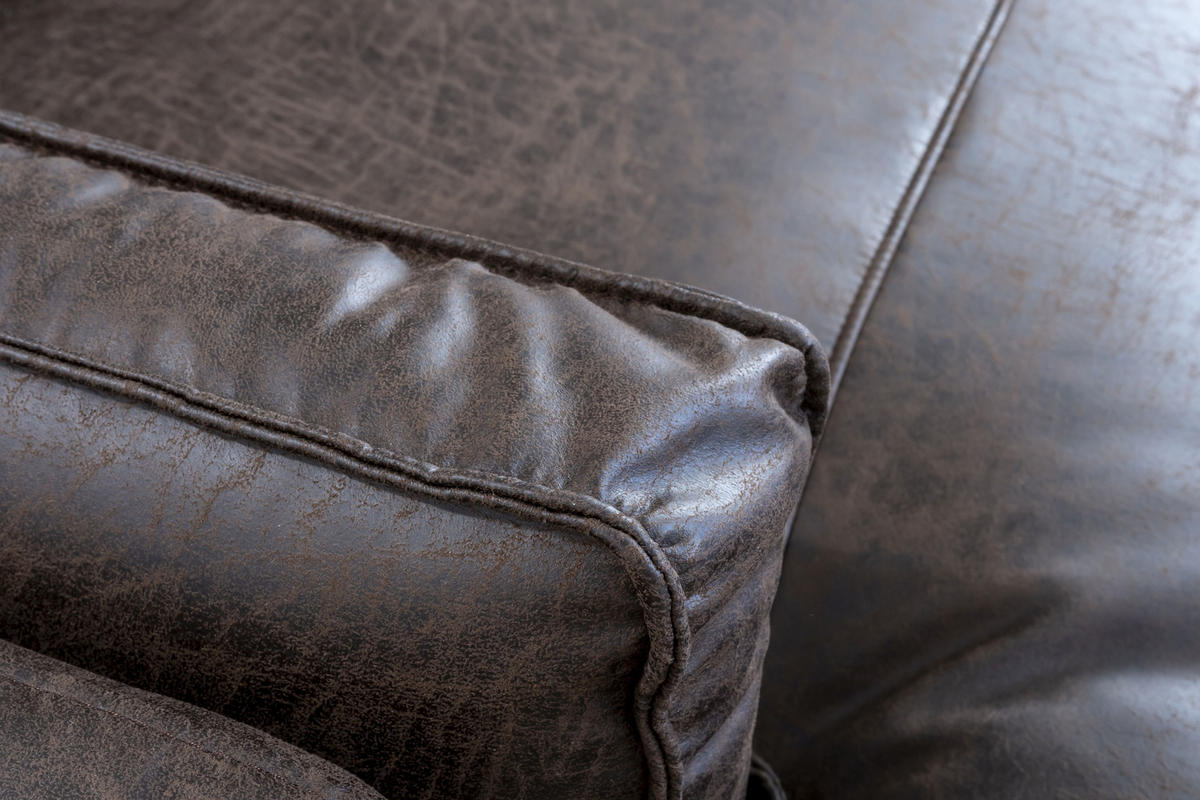 ECKSOFA in Lederlook Braun  - Schwarz/Braun, Design, Textil/Metall (295/160cm) - Livetastic