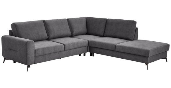 ECKSOFA Dunkelgrau Chenille  - Dunkelgrau/Schwarz, KONVENTIONELL, Textil/Metall (275/257cm) - Carryhome