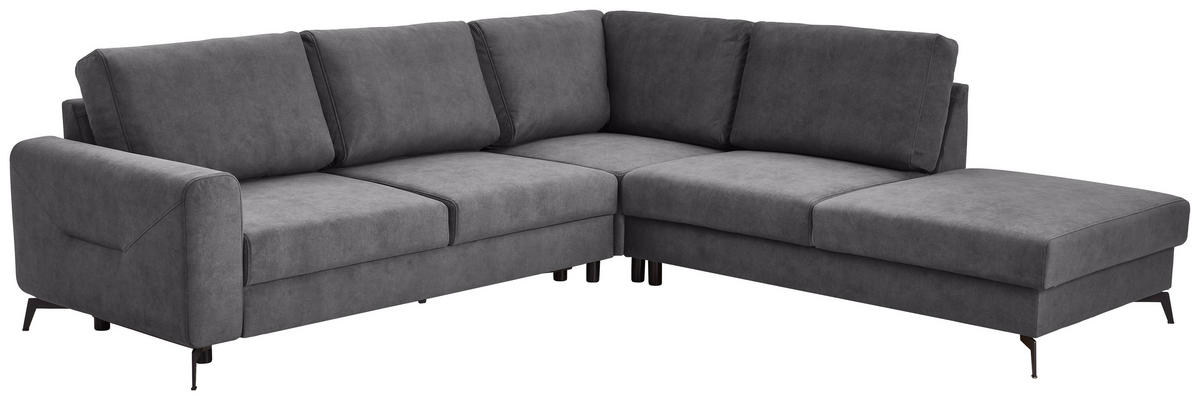 ECKSOFA Dunkelgrau Chenille  - Dunkelgrau/Schwarz, KONVENTIONELL, Textil/Metall (275/257cm) - Carryhome