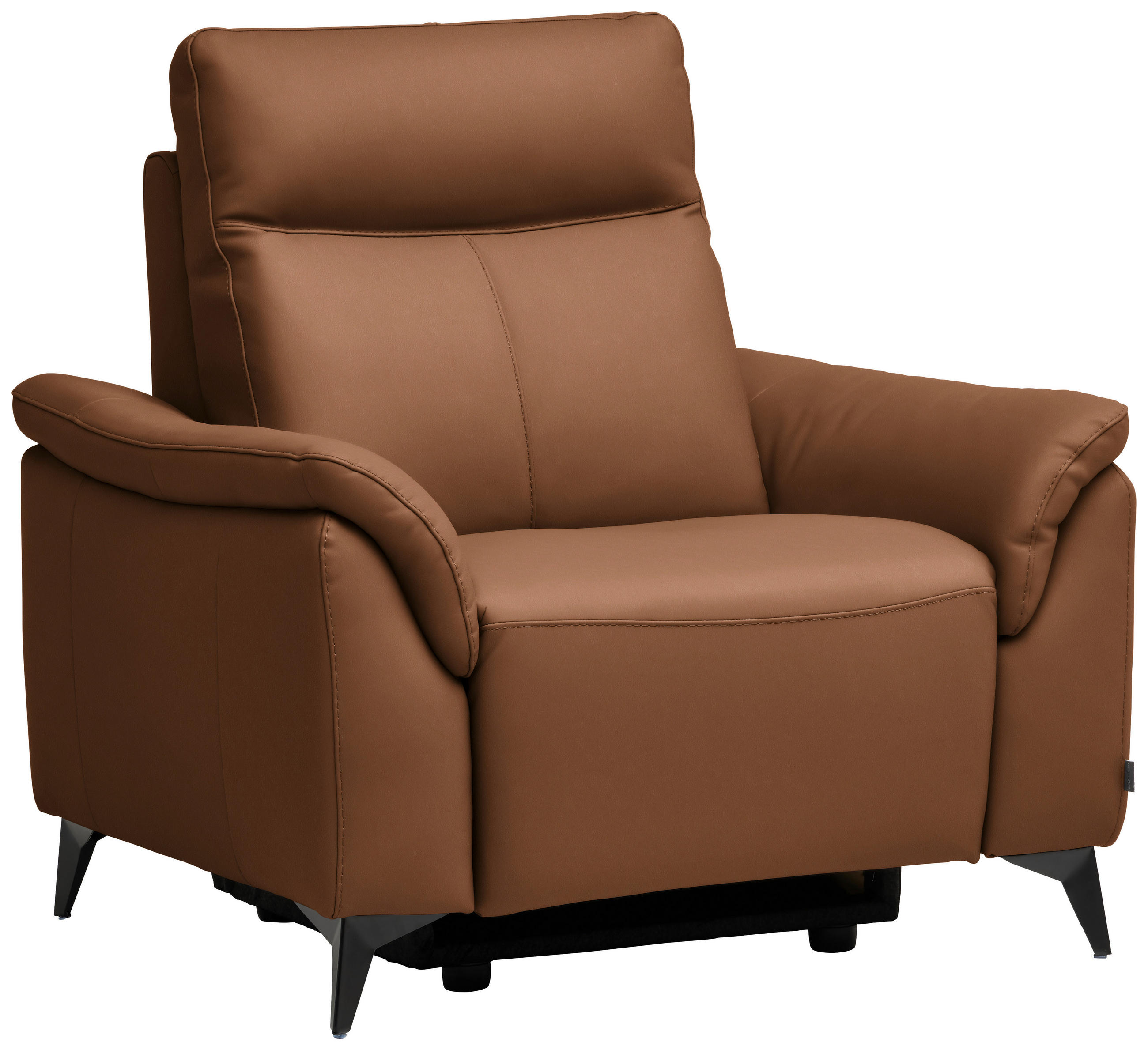 SESSEL Echtleder Cognac  - Cognac/Schwarz, Design, Leder/Metall (107/105/98cm) - Belluti