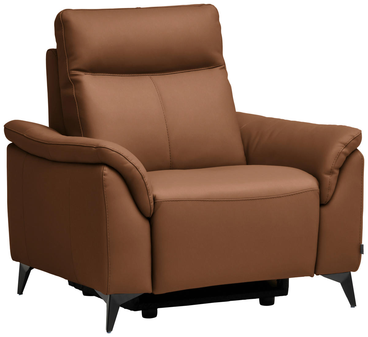 SESSEL Echtleder Cognac  - Cognac/Schwarz, Design, Leder/Metall (107/105/98cm) - Belluti