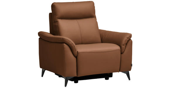 SESSEL in Echtleder Cognac  - Cognac/Schwarz, Design, Leder/Metall (107/105/98cm) - Belluti