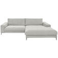 ECKSOFA Badia Base in Feincord Weiß  293/207 cm  - Schwarz/Weiß, Design, Textil/Metall (293/207cm) - Dieter Knoll
