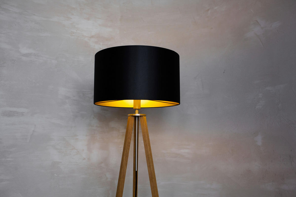 STEHLEUCHTE Skandinavisch 50/150/50 cm  - Eichefarben/Goldfarben, MODERN, Naturmaterialien/Holz (50/150/50cm)