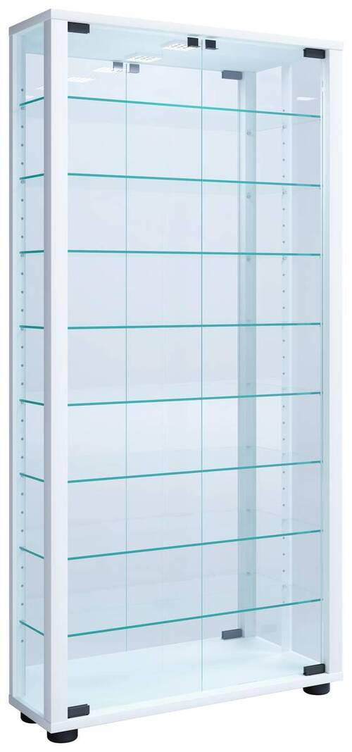 VÄGGHÄNGT VITRINSKÅP i vit   - vit/svart, Modern, trämaterial/glas (59/114,3/18cm) - MID.YOU