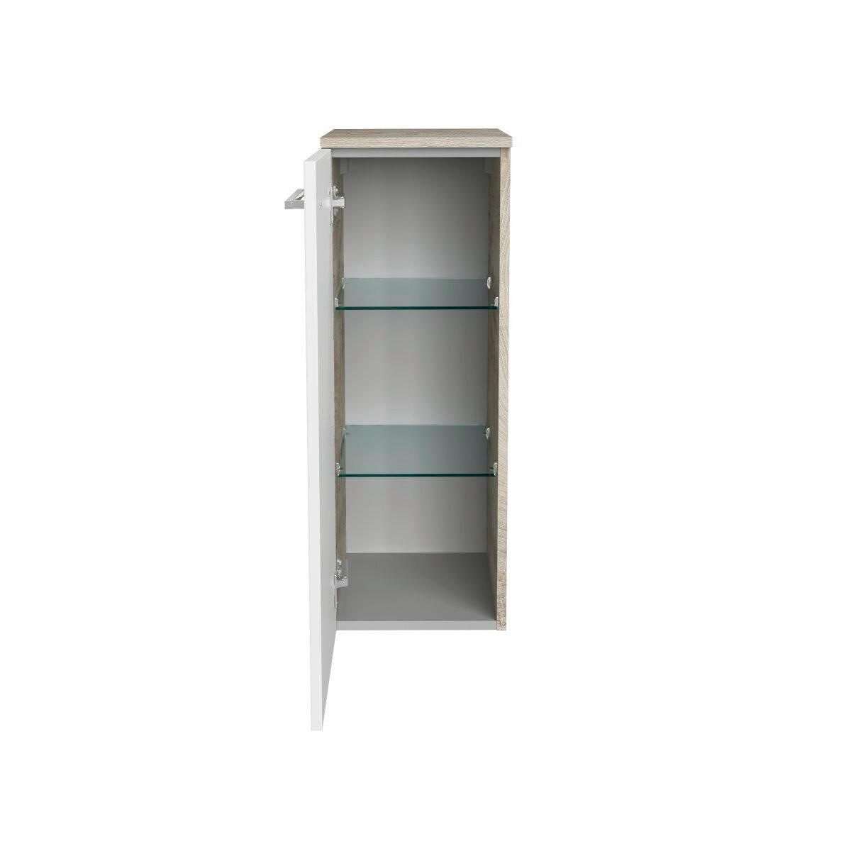 MIDISCHRANK 30,2/82,6/32 cm  - Chromfarben/Weiß Hochglanz, Basics, Glas/Holzwerkstoff (30,2/82,6/32cm) - MID.YOU