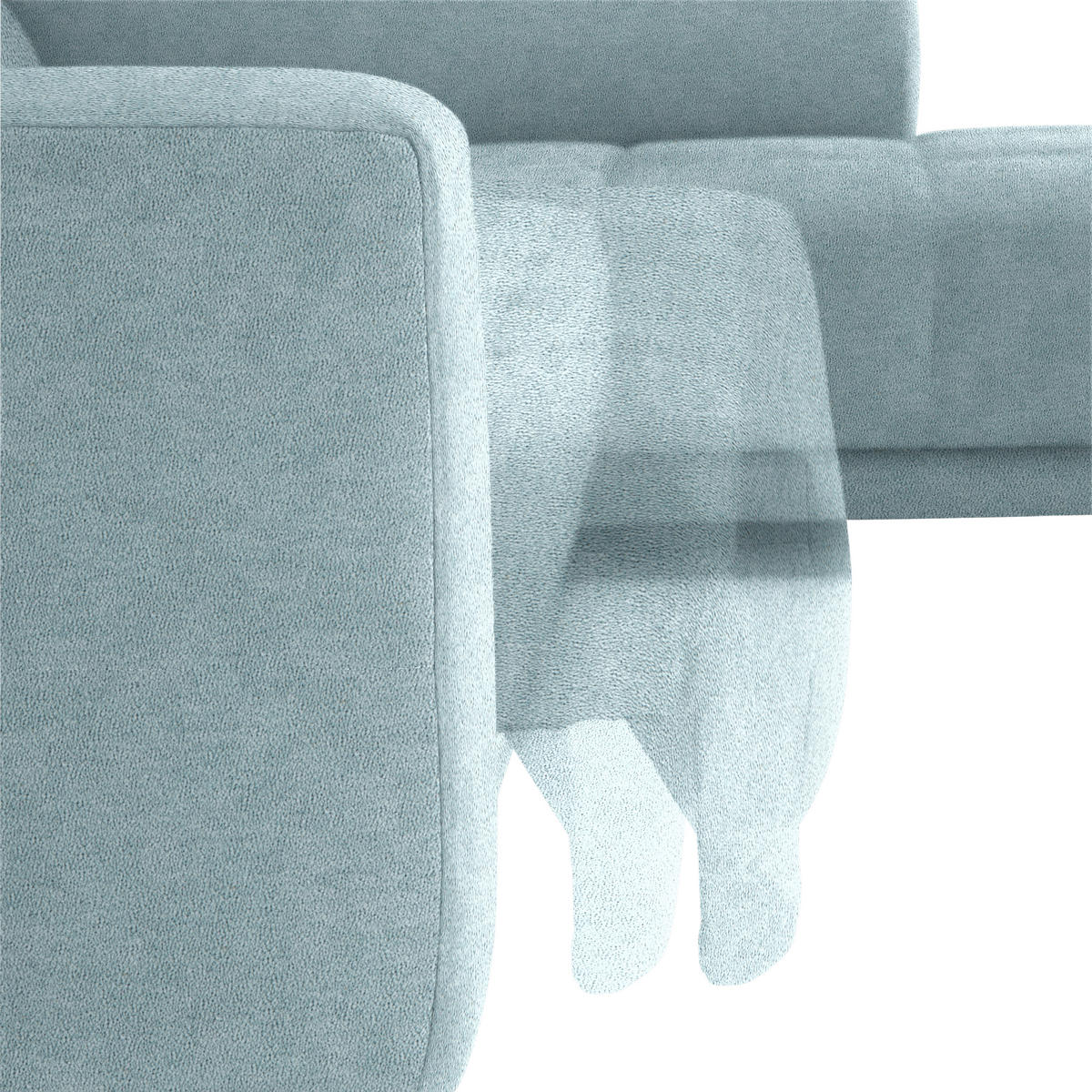 ECKSOFA in Mikrofaser Hellblau  301/207 cm  - Schwarz/Hellblau, Design, Textil/Metall (301/207cm) - Xora