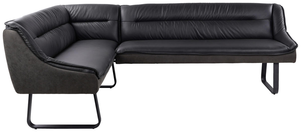 HÖRNBÄNK 178/237 cm  i antracit  - svart/antracit, Design, metall/läder (178/237cm) - Novel