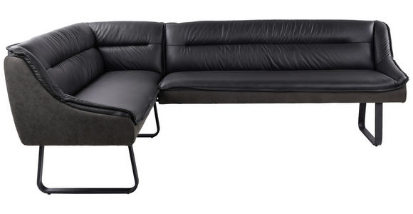 ECKBANK 178/237 cm in Anthrazit - Anthrazit/Schwarz, Design, Leder/Textil (178/237cm) - Novel