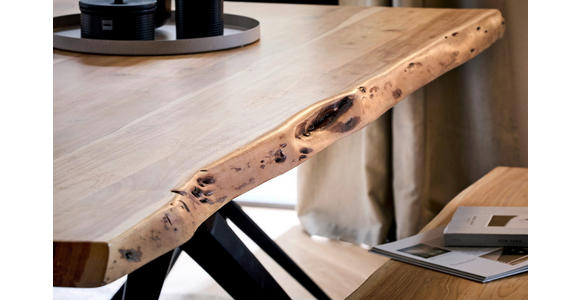ESSTISCH in Holz, Metall 200/100/76 cm  - Schwarz/Akaziefarben, LIFESTYLE, Holz/Metall (200/100/76cm) - Landscape
