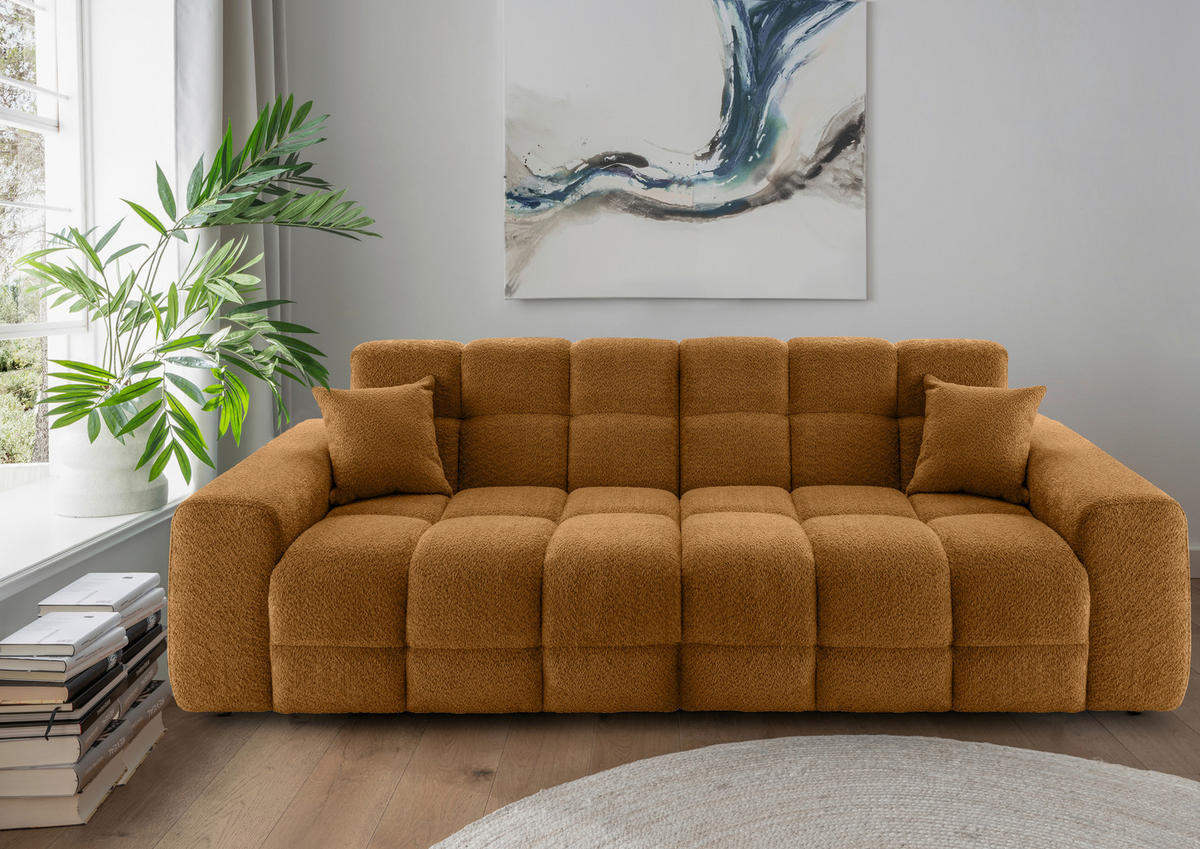 VIERSITZER-SOFA in Bouclé Goldfarben  - Goldfarben/Schwarz, MODERN, Kunststoff/Textil (300/87/120cm) - Livetastic