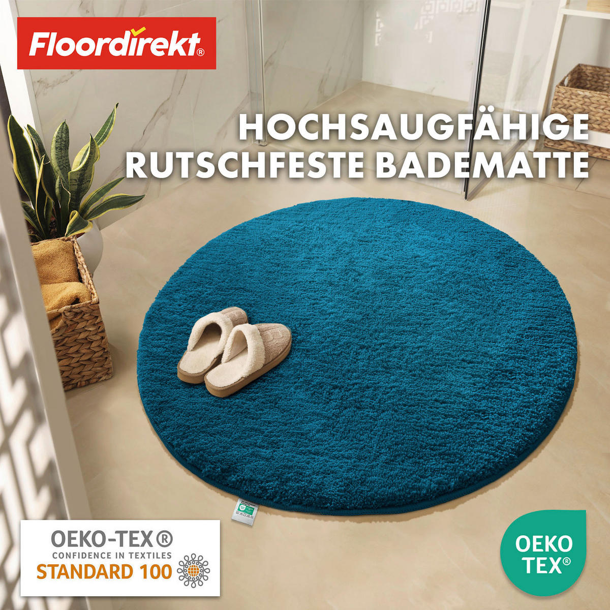 BADEMATTE SKY Petrol 120 cm  - Petrol, Basics, Kunststoff/Textil (120cm) - Floordirekt