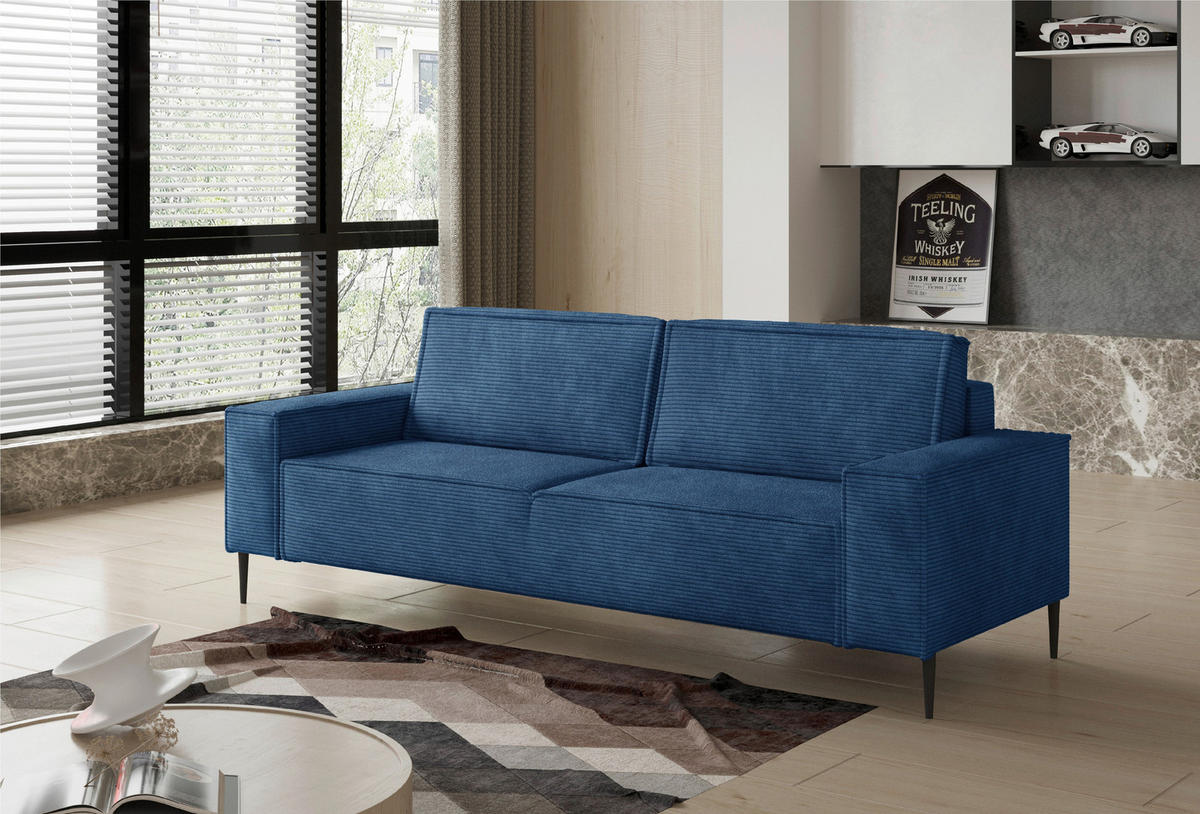SCHLAFSOFA in Webstoff Royalblau  - Royalblau/Schwarz, Design, Textil/Metall (240/89/103cm) - MID.YOU