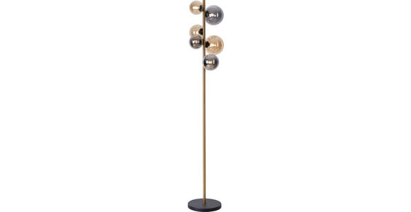 LED-STEHLEUCHTE 28,5/26,5/155 cm - Messingfarben/Bernsteinfarben, LIFESTYLE, Glas/Metall (28,5/26,5/155cm) - Dieter Knoll