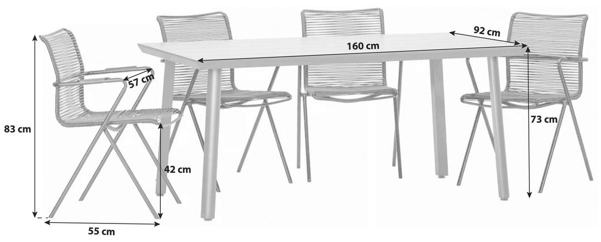 GARTENSET   - Anthrazit/Schwarz, Basics, Holzwerkstoff/Kunststoff (92/73/160cm) - Gardenson