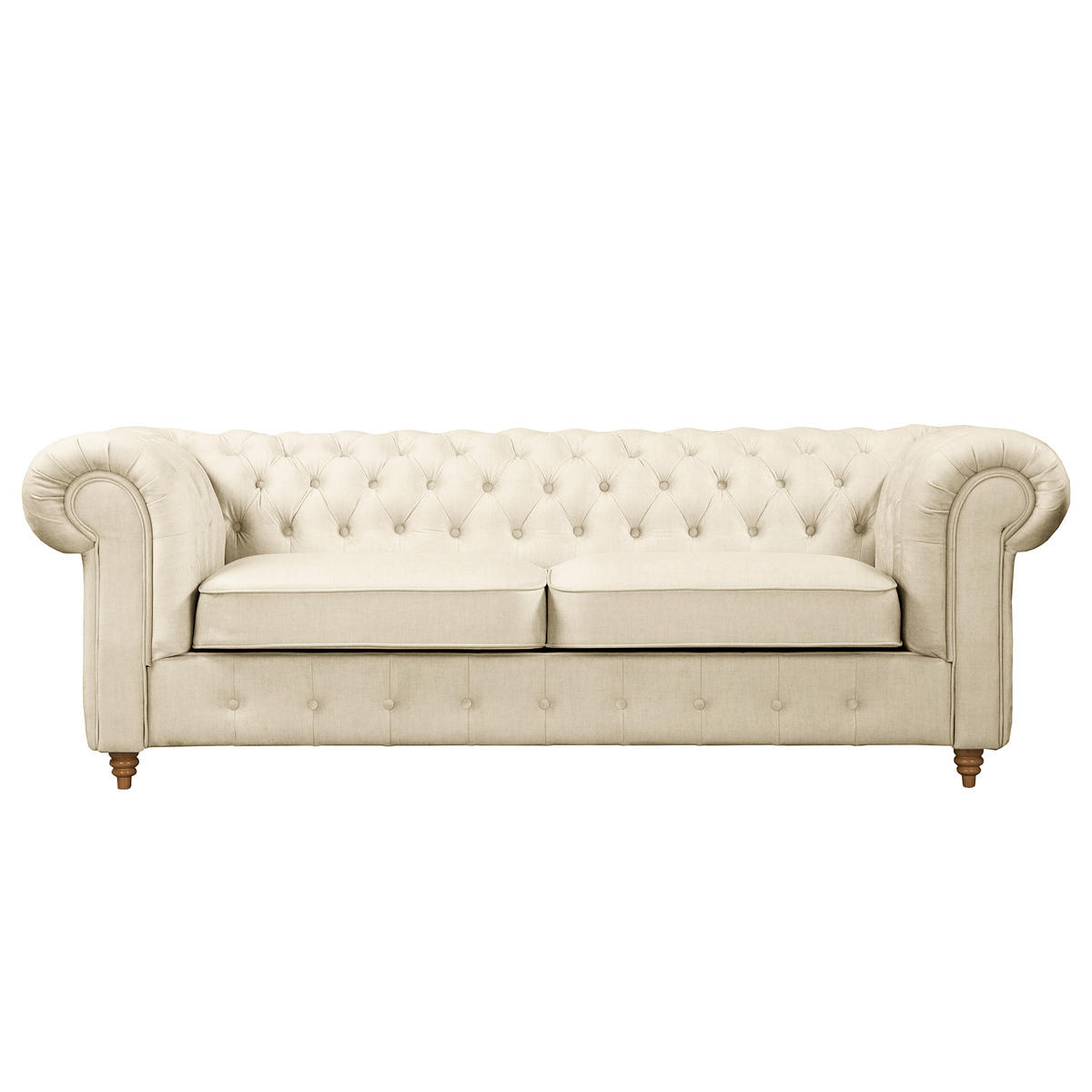 SCHLAFSOFA Laura in Mikrofaser Creme  - Creme/Braun, Design, Holz/Textil (218/74/91cm) - P & B
