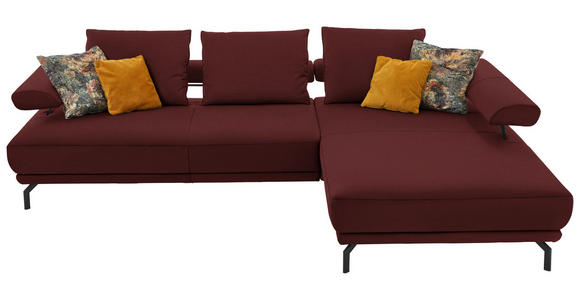 ECKSOFA in Echtleder Brombeere 305/224 cm - Brombeere/Schwarz, Design, Leder/Metall (305/224cm) - Dieter Knoll