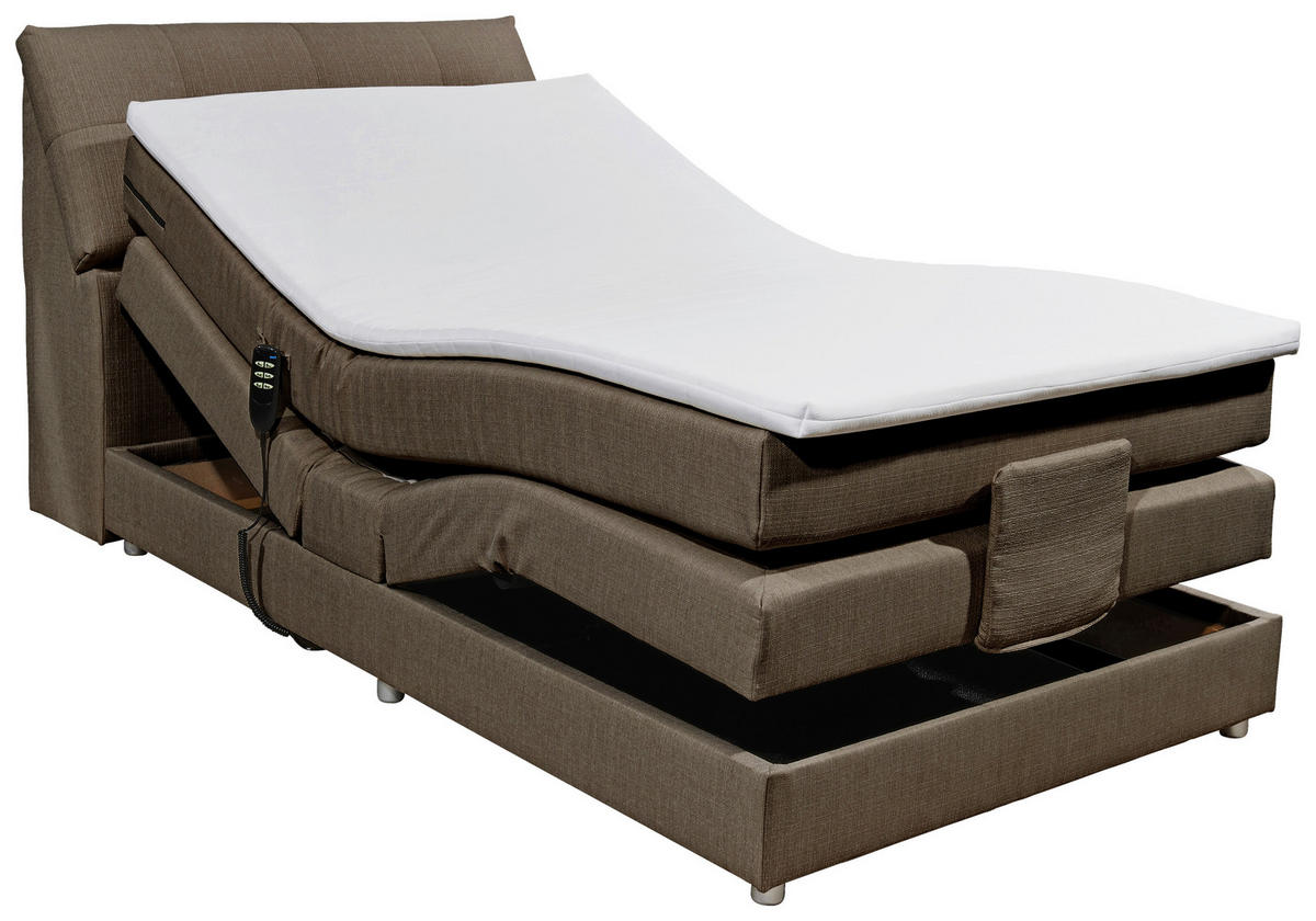 BOXSPRINGBETT 120/200 cm  in Dunkelbraun  - Dunkelbraun/Silberfarben, Design, Kunststoff/Textil (120/200cm) - Esposa