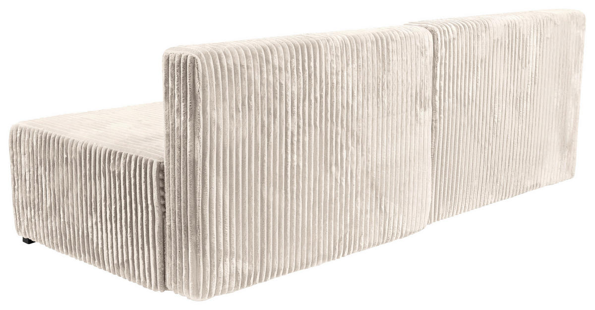 ECKSOFA in Cord Creme  - Creme/Schwarz, Modern, Holz/Textil (145/210cm) - MID.YOU