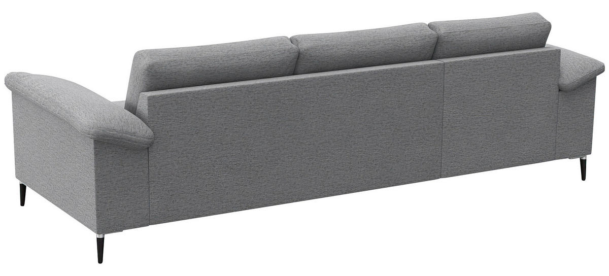 ECKSOFA Hellgrau Flachgewebe  - Hellgrau/Schwarz, Design, Textil/Metall (159/242cm) - Livetastic
