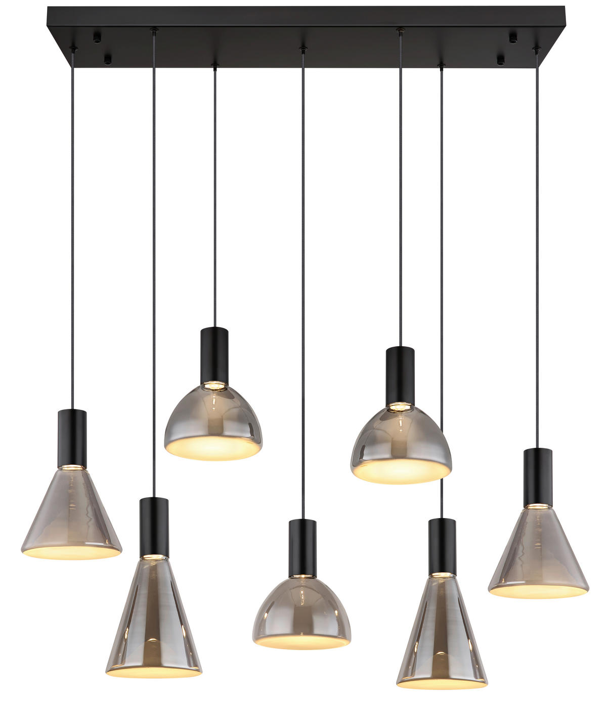 LED-HÄNGELEUCHTE 97/33/150 cm  - Hellgrau, Design, Glas/Kunststoff (97/33/150cm) - Globo