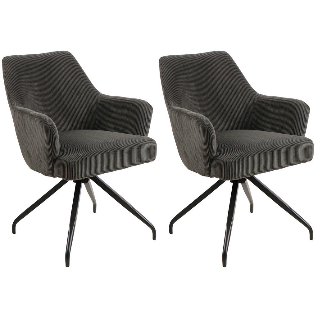 Armlehnstuhl-set 2er Jeanette Kord Grau Beine: Holz Schwarz