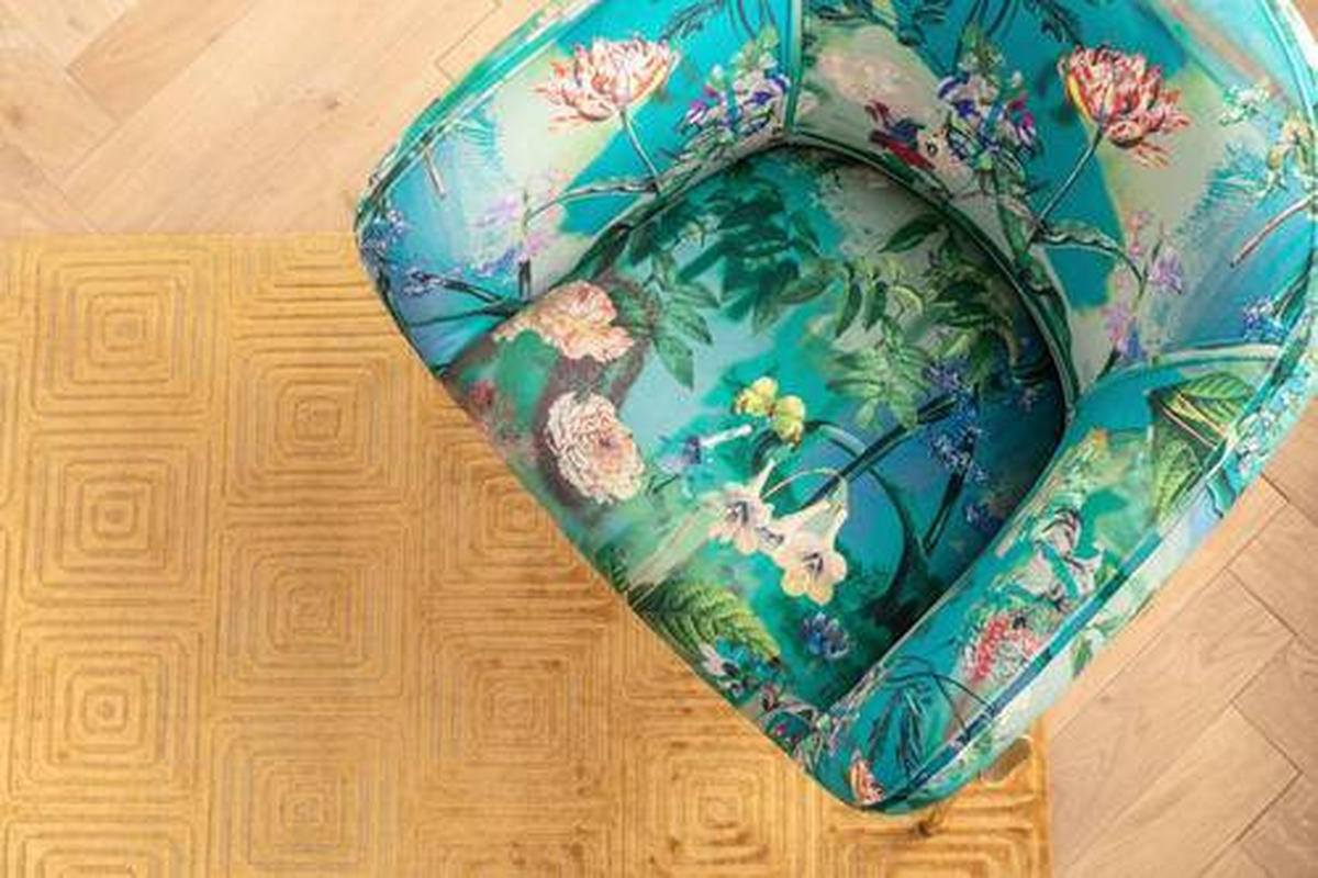 SESSEL in Flachgewebe Blau, Grün, Lila, Multicolor, Rotbraun  - Blau/Rotbraun, Design, Textil/Metall (76/73/68cm) - Ambia Home