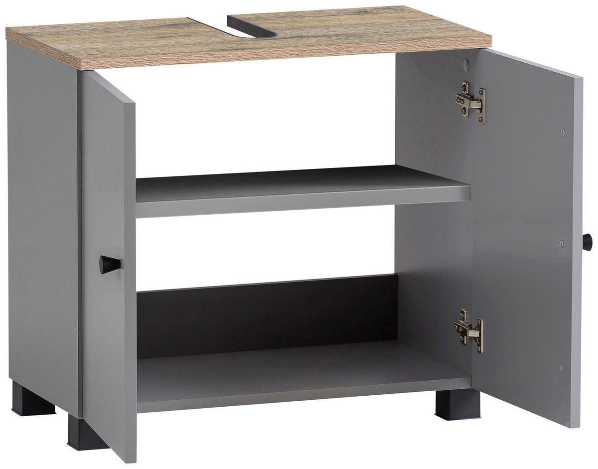 WASCHBECKENUNTERSCHRANK 60/62,4/32,6 cm  - Schwarz/Grau, MODERN, Holzwerkstoff/Kunststoff (60/62,4/32,6cm) - MID.YOU