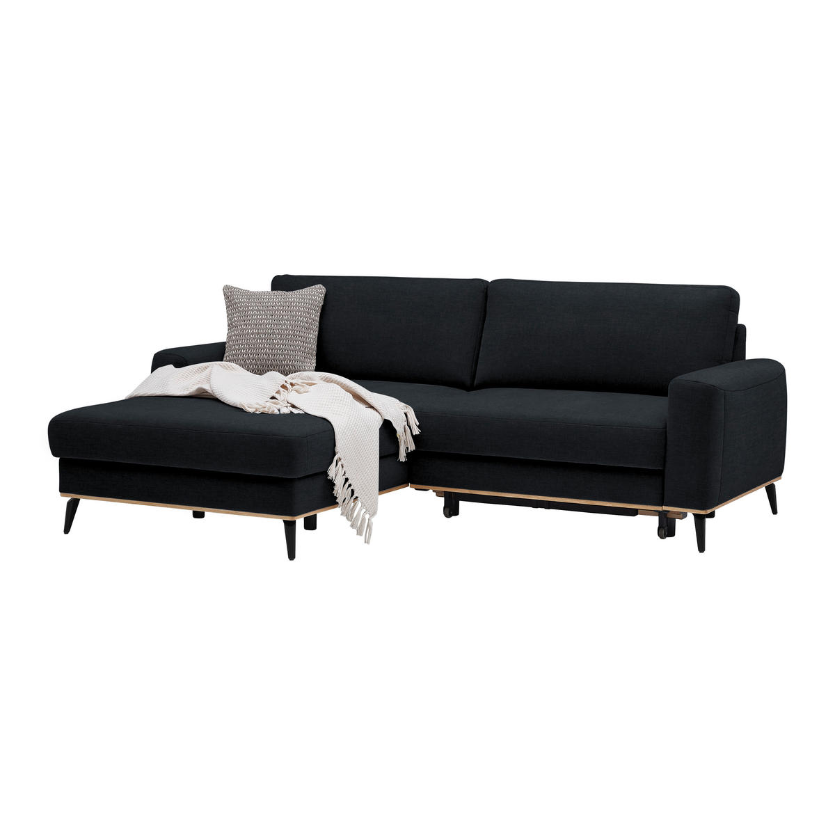 ECKSOFA in Chenille Schwarz  - Schwarz, Konventionell, Holz/Textil (167/234cm) - MID.YOU