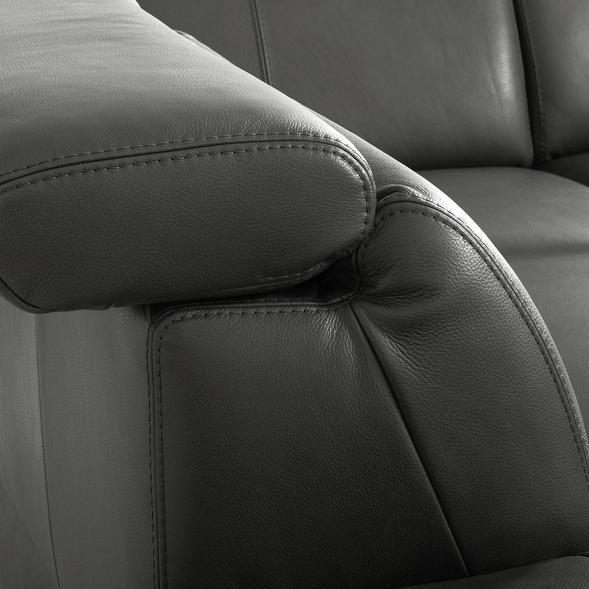 ECKSOFA  in Lederlook Echtleder Anthrazit  - Anthrazit/Schwarz, Design, Leder/Textil (211/264cm) - Livetastic