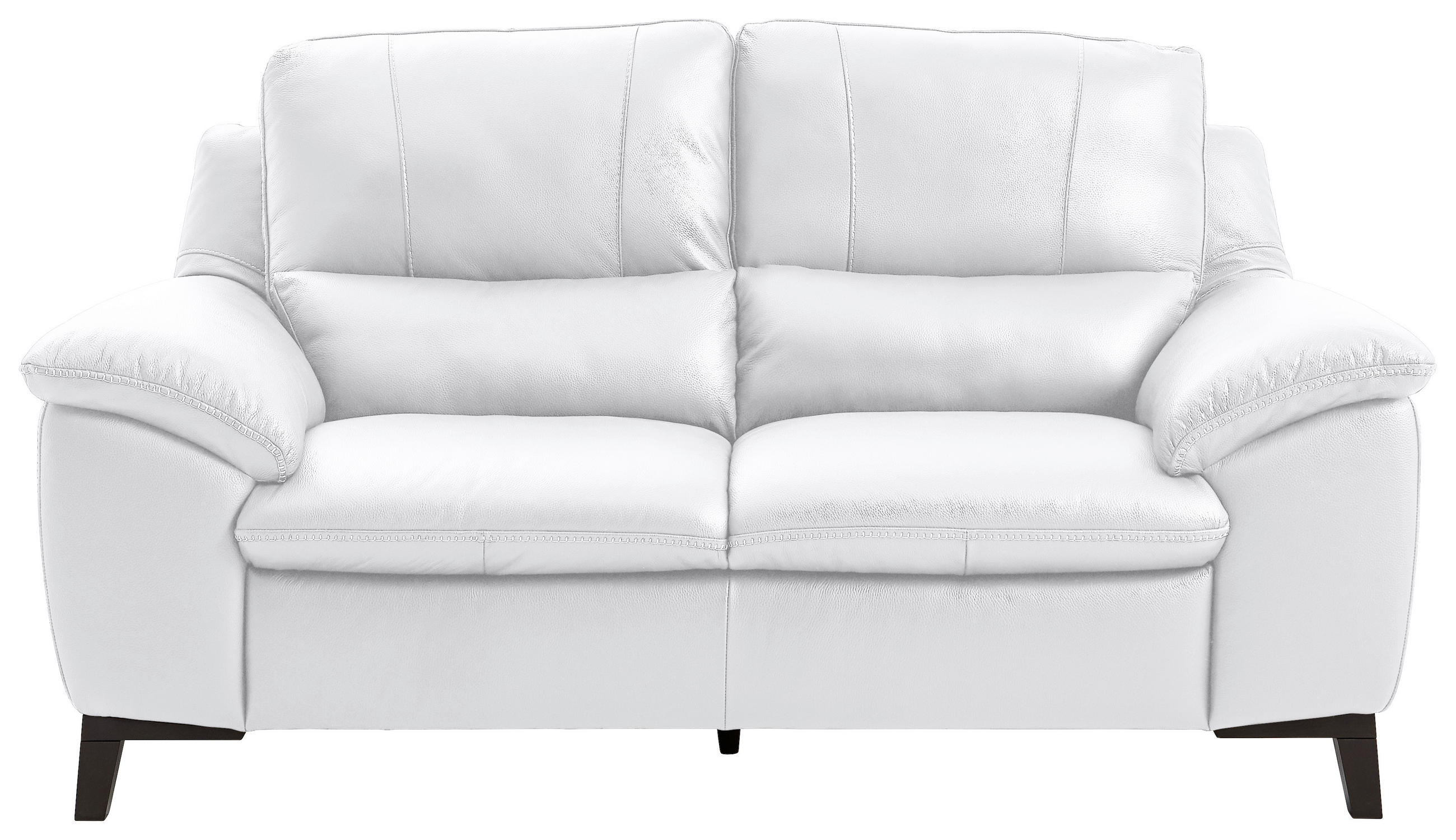 2-SITZER-SOFA Kombination Echtleder/Lederlook Weiß  - Wengefarben/Weiß, Design, Leder/Holz (174/97/95cm) - Livetastic