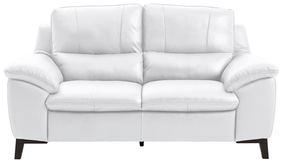 2-SITZER-SOFA in Kombination Echtleder/Lederlook Weiss  - Wengefarben/Weiss, Design, Leder/Holz (174/97/95cm) - Livetastic
