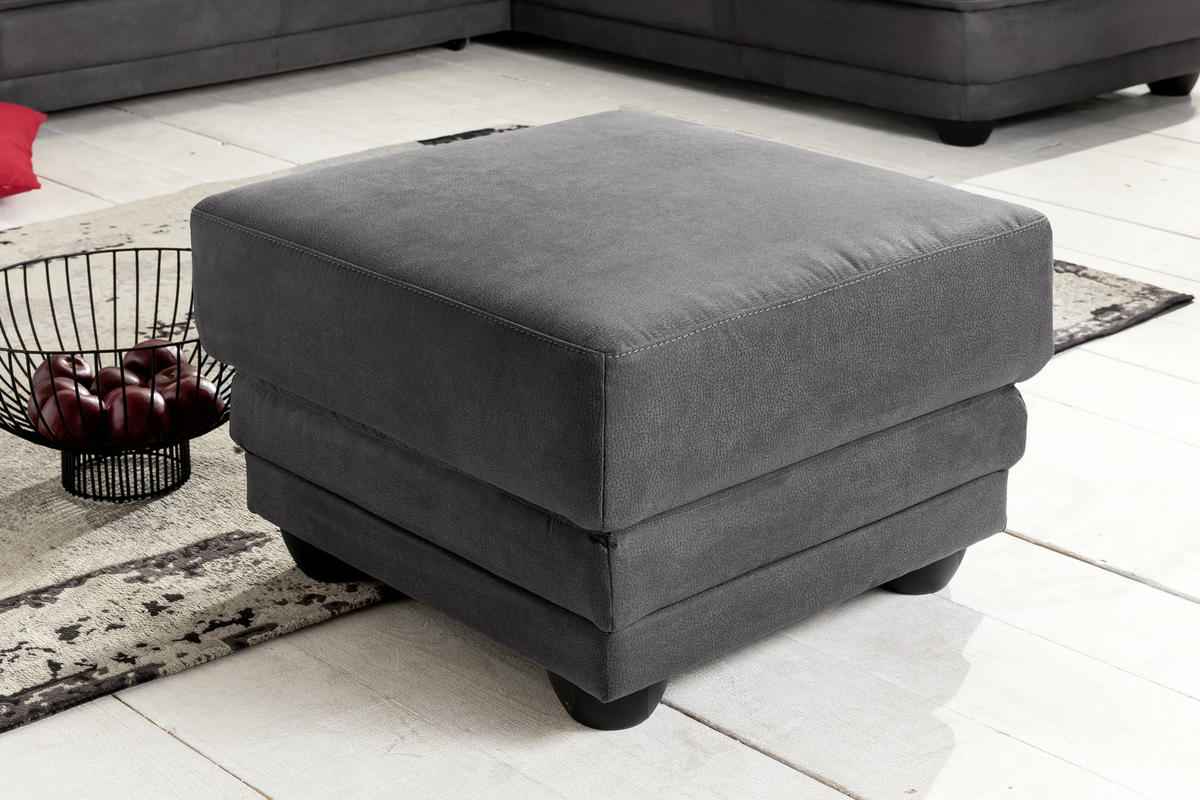 HOCKER in Textil Anthrazit  - Anthrazit/Schwarz, Design, Kunststoff/Textil (65/46/65cm) - Livetastic