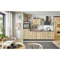 KÜCHENBLOCK PN 100 270 cm  in Graphitfarben, Eichefarben  - Eichefarben/Schwarz, Design, Holzwerkstoff/Metall (270cm) - Pino