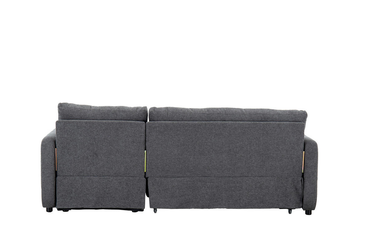 ECKSOFA TUMO Dunkelgrau Leinenoptik Rückenkissen, Bettkasten  - Dunkelgrau/Schwarz, Design, Kunststoff/Textil (152,5/225,5cm) - Livetastic