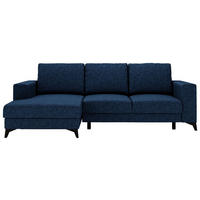 ECKSOFA in Flachgewebe Blau  - Blau/Schwarz, Design, Textil/Metall (156/244cm) - Livetastic