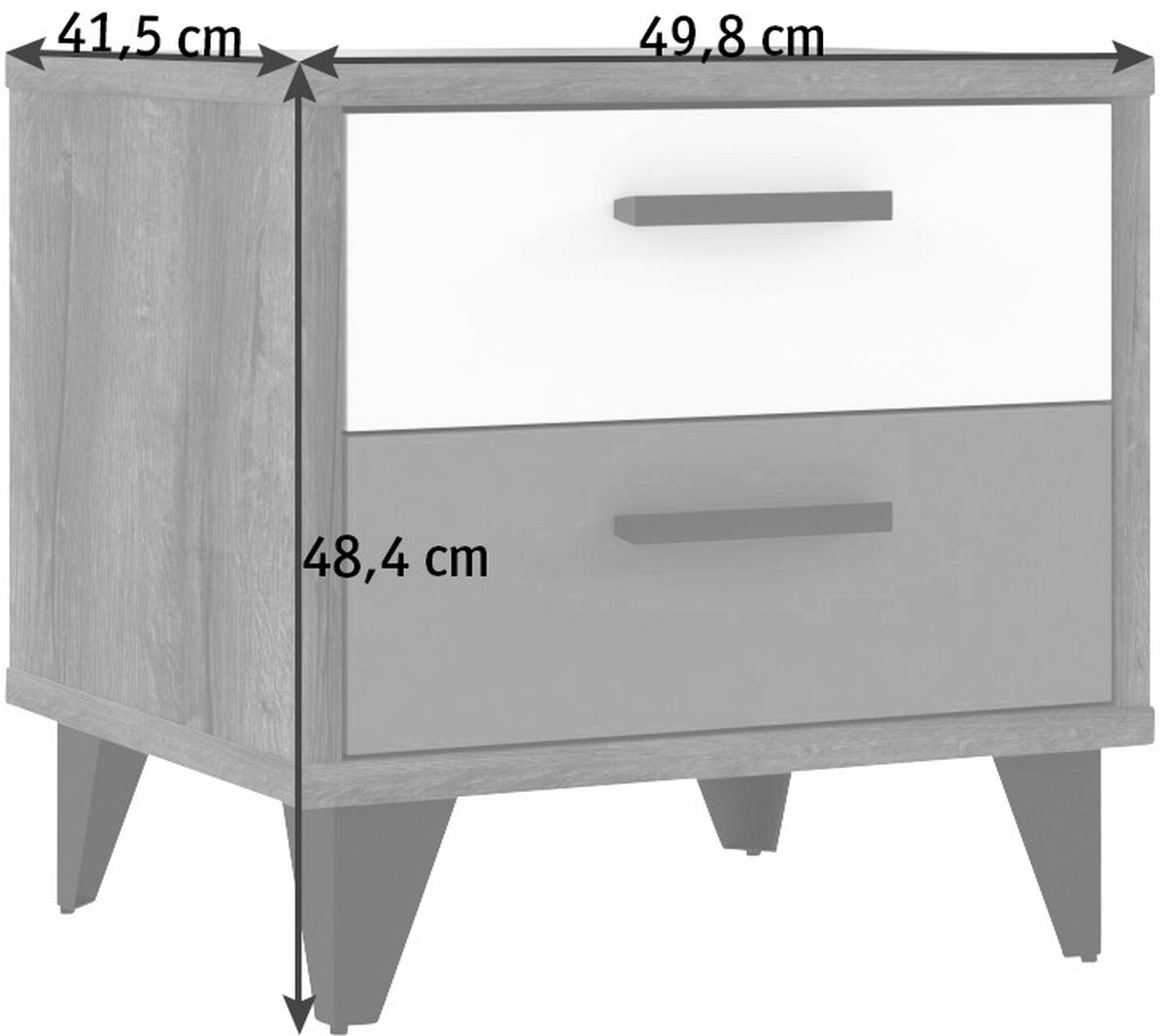 NOČNÝ STOLÍK sivá, čierna, farba duba, zelená, biela - čierna/sivá, Design, kov/kompozitné drevo (50/48/42cm) - Carryhome
