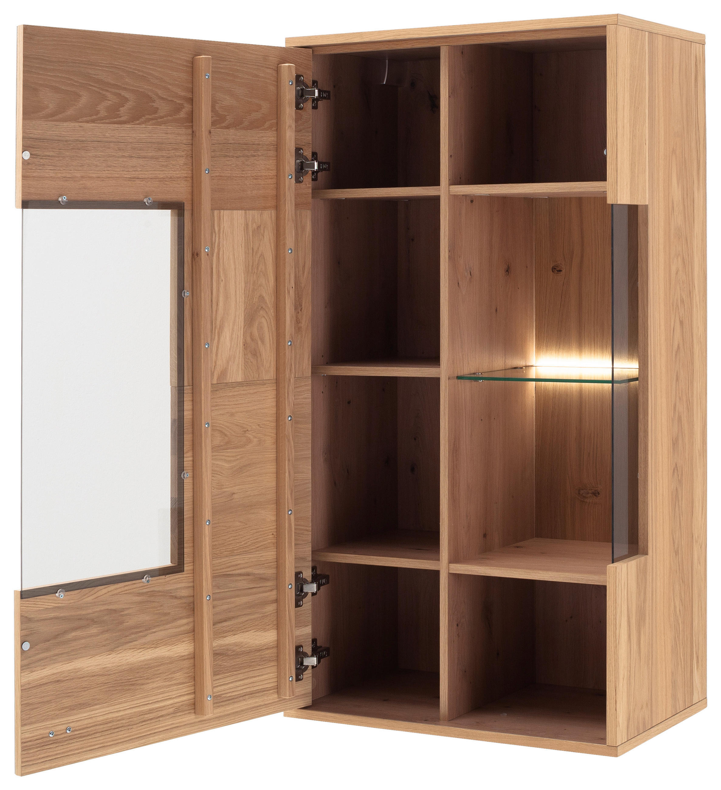 HÄNGEVITRINE in Anthrazit, Eiche Bianco   - Eiche Bianco/Anthrazit, Design, Glas/Holz (64/119/37cm) - MID.YOU