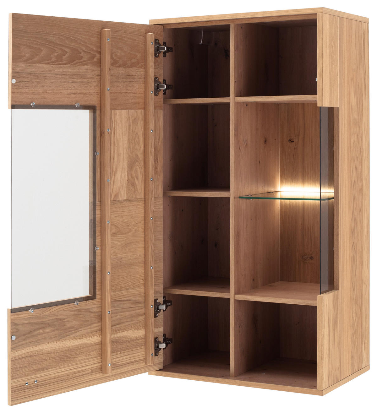 HÄNGEVITRINE in furniert, massiv Balkeneiche Anthrazit, Eiche Bianco  - Eiche Bianco/Anthrazit, Design, Glas/Holz (64/119/37cm) - MID.YOU