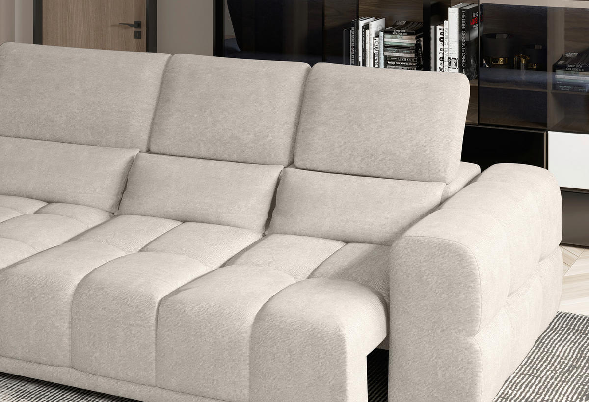 HÖRNSOFFA i chenille sandfärgad  - sandfärgad/svart, Klassisk, textil/plast (203/290cm) - MID.YOU