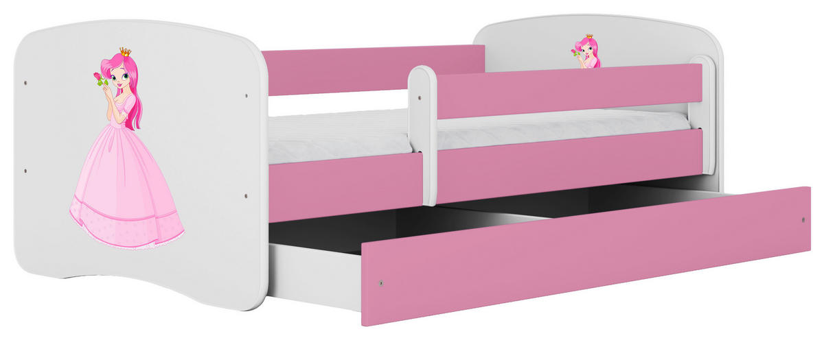 KINDER-/JUNIORBETT 80/160 cm  in Weiß, Pink  - Pink/Birkefarben, MODERN, Holz/Holzwerkstoff (80/160cm) - MID.YOU