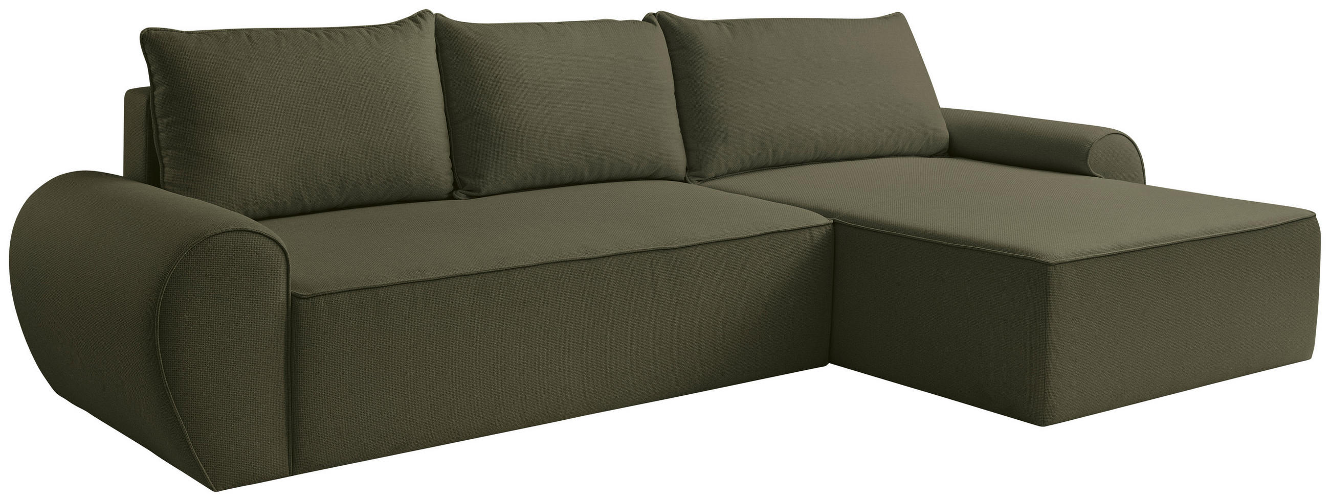 ECKSOFA Olivgrün Flachgewebe  - Schwarz/Olivgrün, KONVENTIONELL, Kunststoff/Textil (292/173cm) - Carryhome