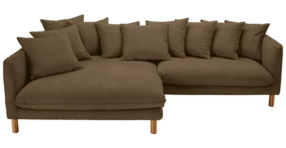 ECKSOFA Goldbraun Chenille Rückenkissen, Rücken echt  - Buchefarben/Goldbraun, KONVENTIONELL, Holz/Textil (162/276cm) - Carryhome
