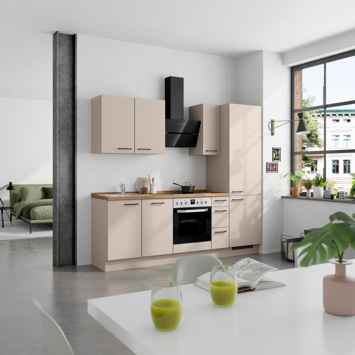 KÜCHENLEERBLOCK Easytouch 240 cm  in Eichefarben, Sandfarben  - Sandfarben/Eichefarben, MODERN, Holzwerkstoff/Metall (240cm) - Nobilia