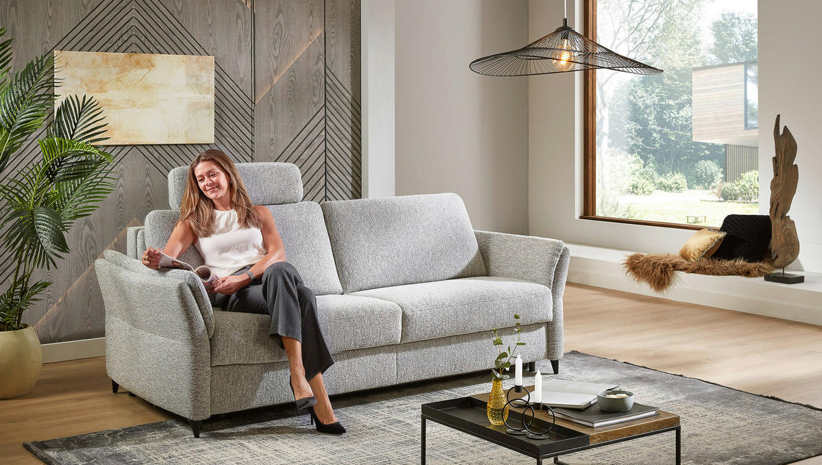 SCHLAFSOFA Webstoff Hellgrau  - Hellgrau/Schwarz, KONVENTIONELL, Textil/Metall (222/87/100cm) - Dieter Knoll