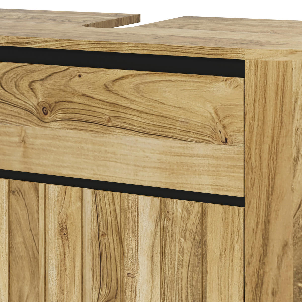 WASCHBECKENUNTERSCHRANK 82/65/42 cm  - Schwarz/Naturfarben, Natur, Holz/Metall (82/65/42cm) - Livetastic