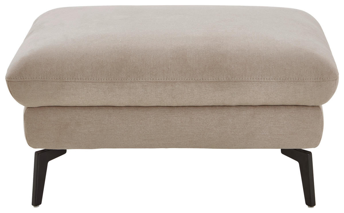 ECKSOFA in Mikrofaser, Chenille Ecru  - Ecru/Schwarz, Design, Textil/Metall (157/299cm) - Dieter Knoll