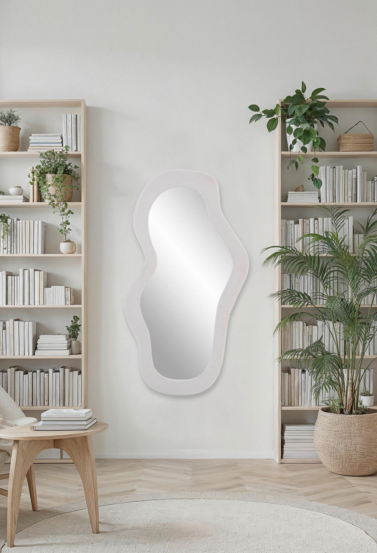 WANDSPIEGEL 70/130/3,5 cm    in Freiform  - Creme, Design, Glas/Holzwerkstoff (70/130/3,5cm) - MID.YOU